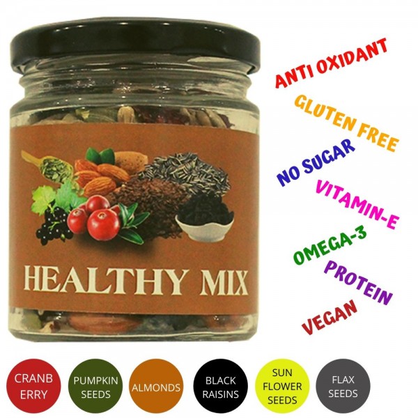BOGATCHI Snacks Healthy Mix - VEGAN  | GLUTEN FREE | NO SUGAR | KETO Snacks with 3 Seeds, Black Raisins, Berries and Almonds, 100g